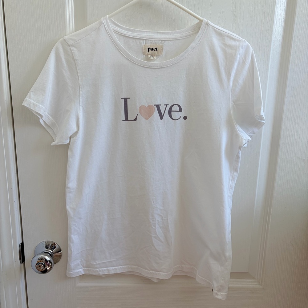 Pact women 100% organic cotton "Love" White Graphic short sleeves Tee